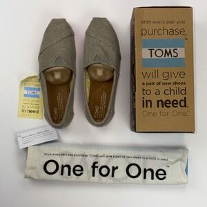 TOMS Classics Women's Size 7 Grey Farin Pop Pink Sole Slip On Shoes Comfort NEW